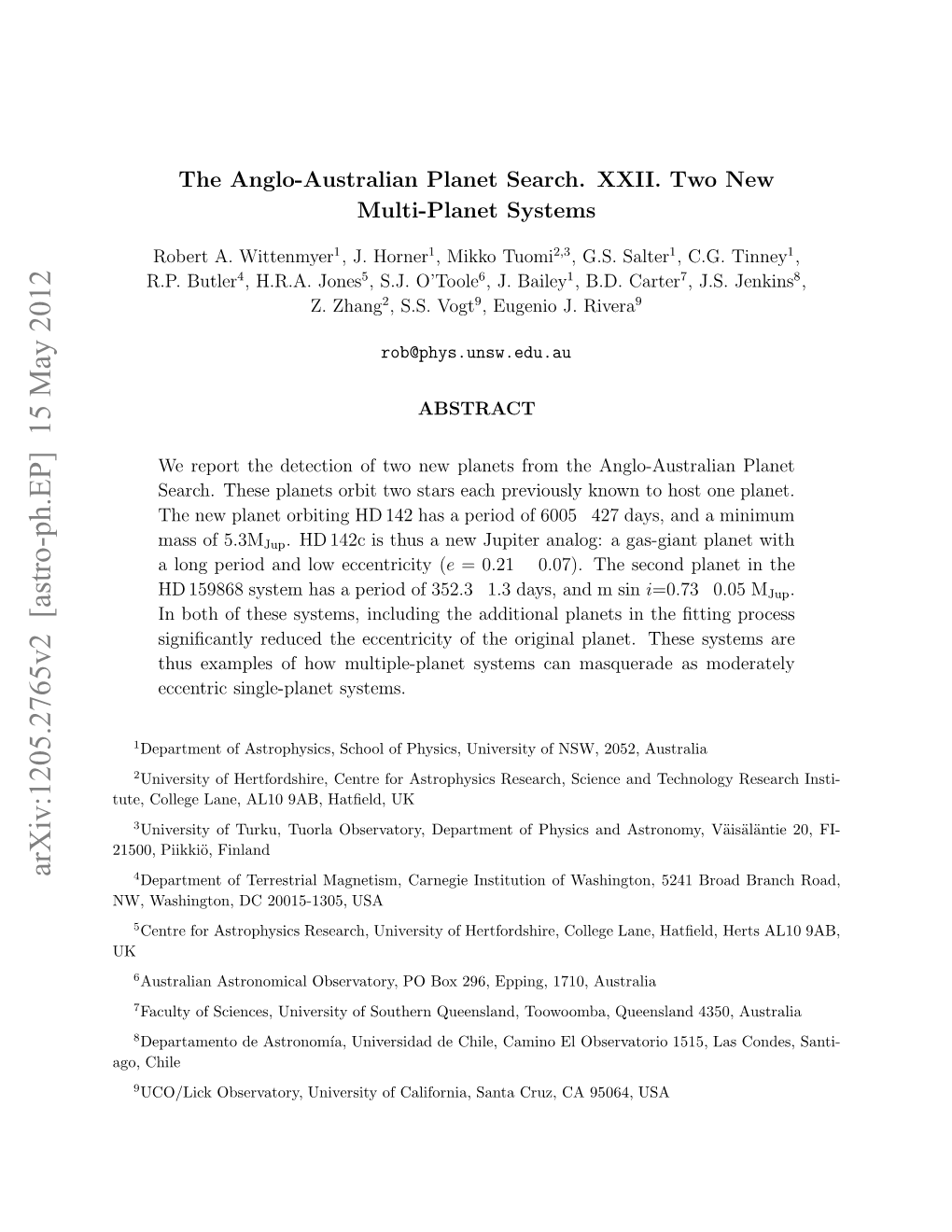 The Anglo-Australian Planet Search. XXII. Two New Multi-Planet Systems