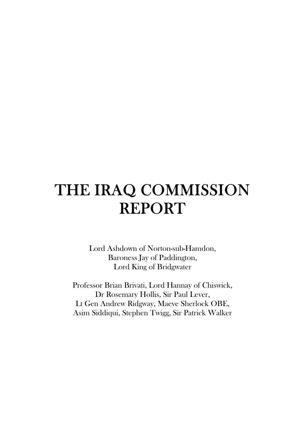 The Iraq Commission Report
