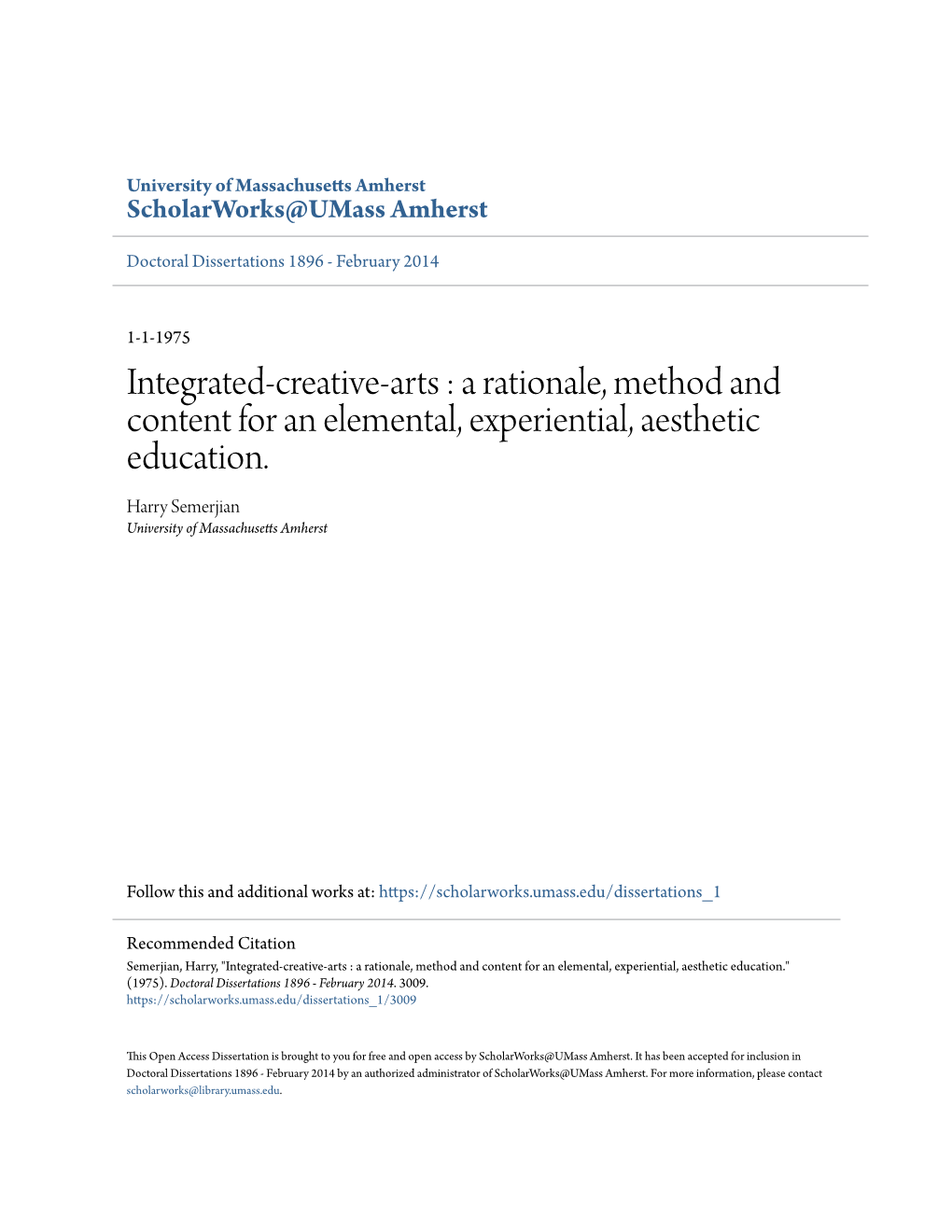 Integrated-Creative-Arts : a Rationale, Method and Content for an Elemental, Experiential, Aesthetic Education