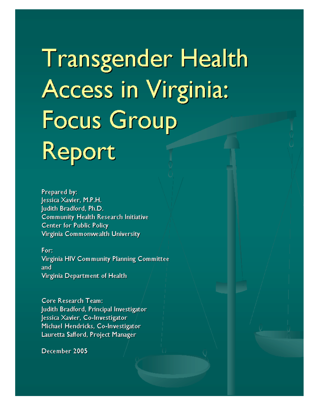 Transgender Health Access in Virginia: Focus Group Report