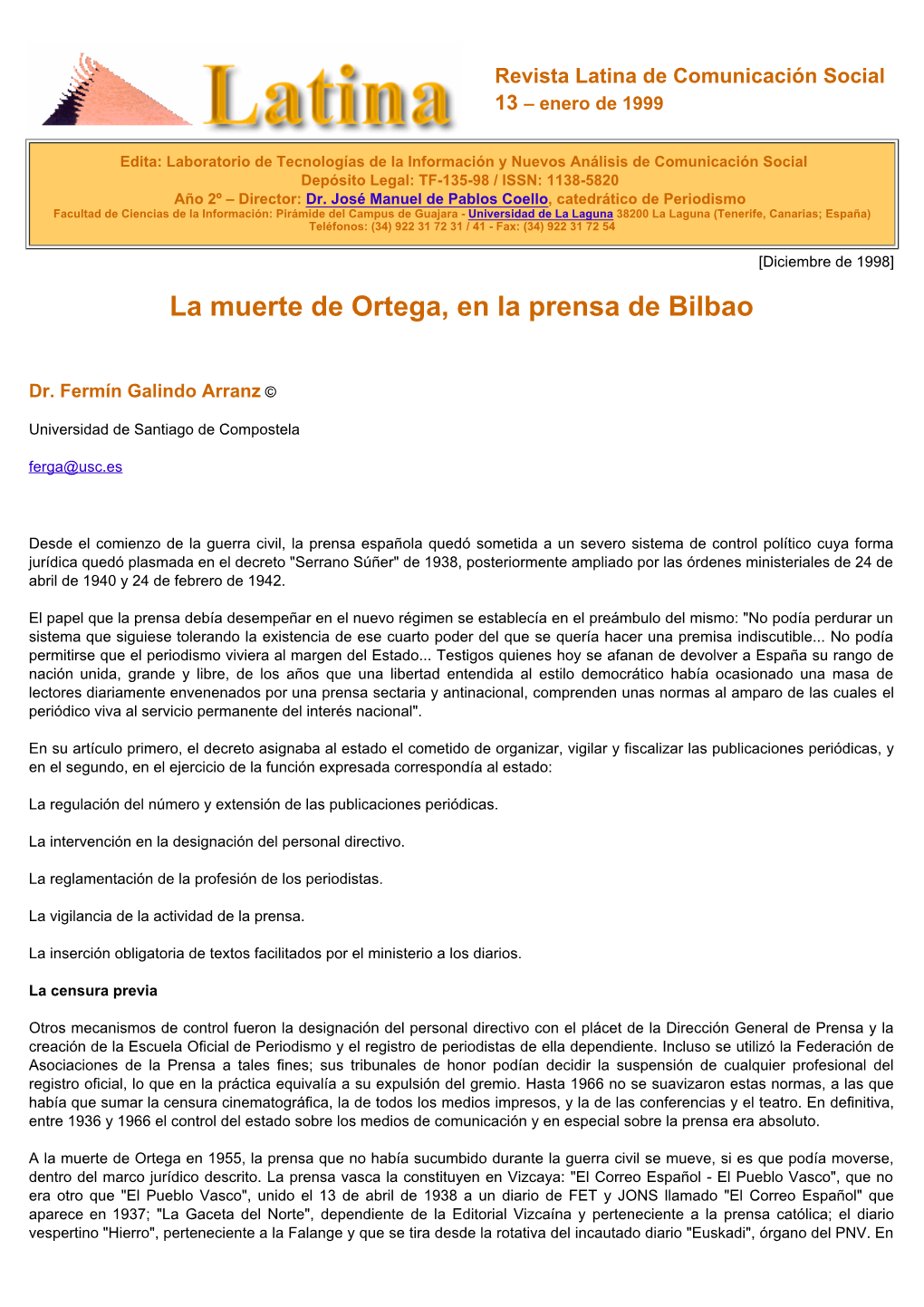 La Muerte De Ortega, En La Prensa De Bilbao