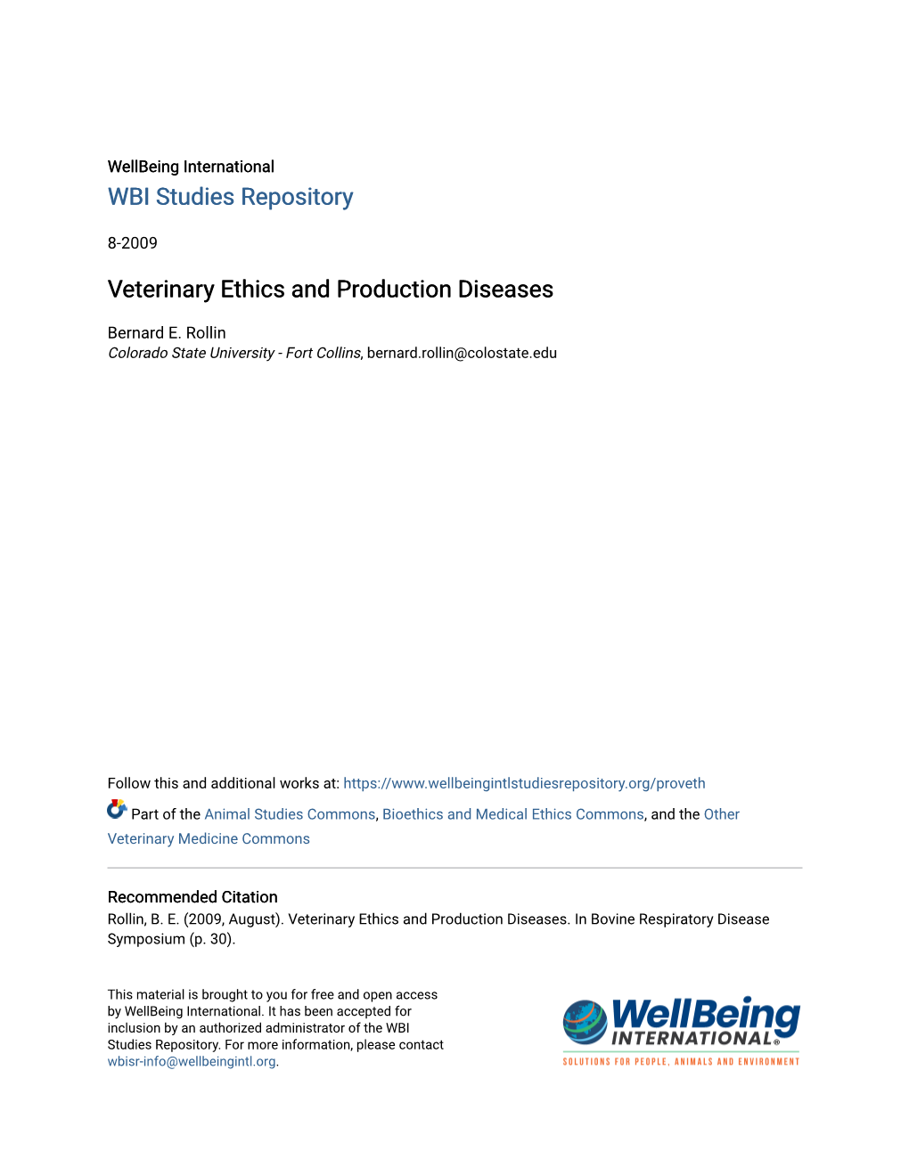 Veterinary Ethics and Production Diseases