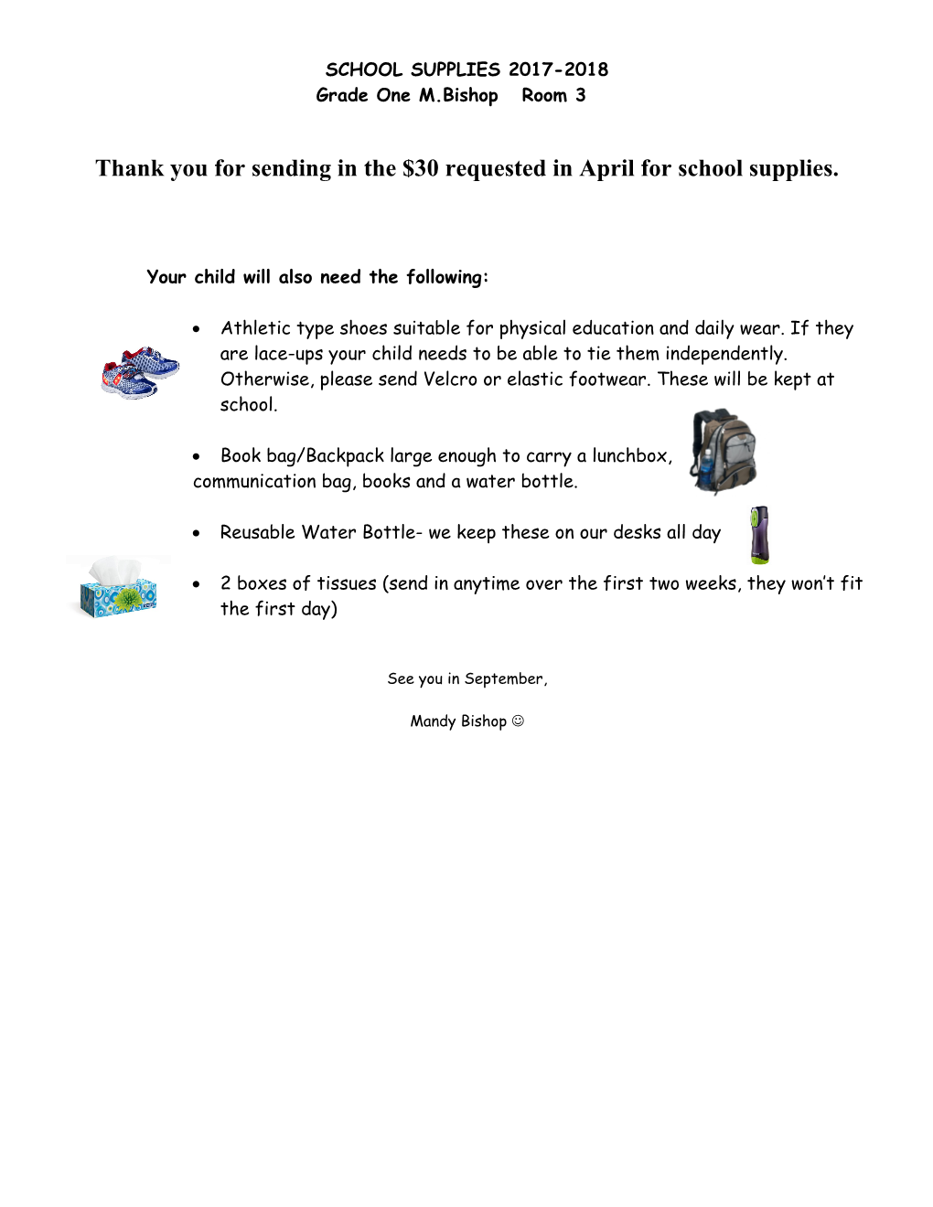 Grade One Supply List