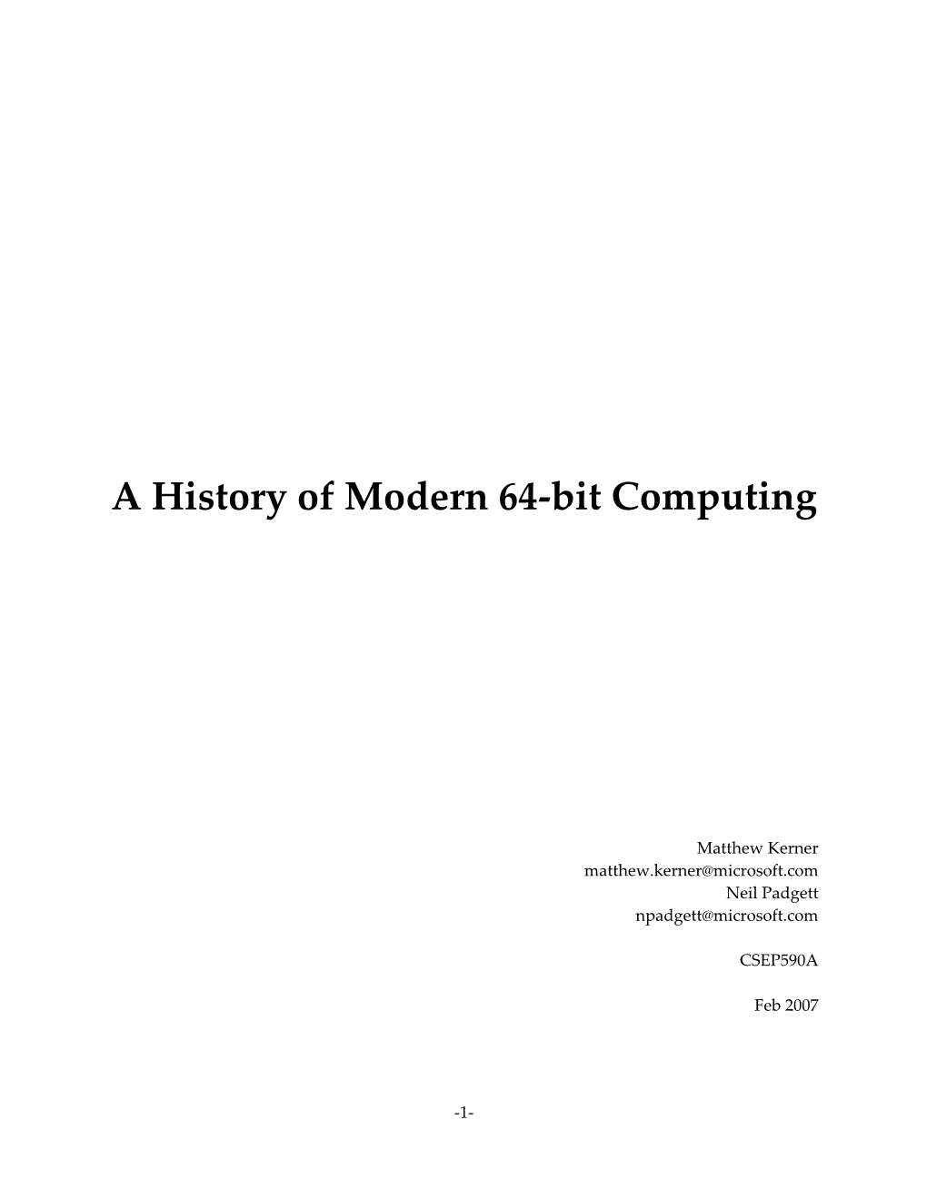 A History of Modern 64-Bit Computing