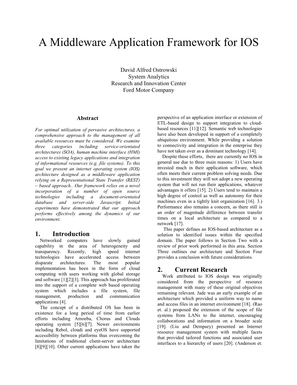 A Middleware Application Framework for IOS