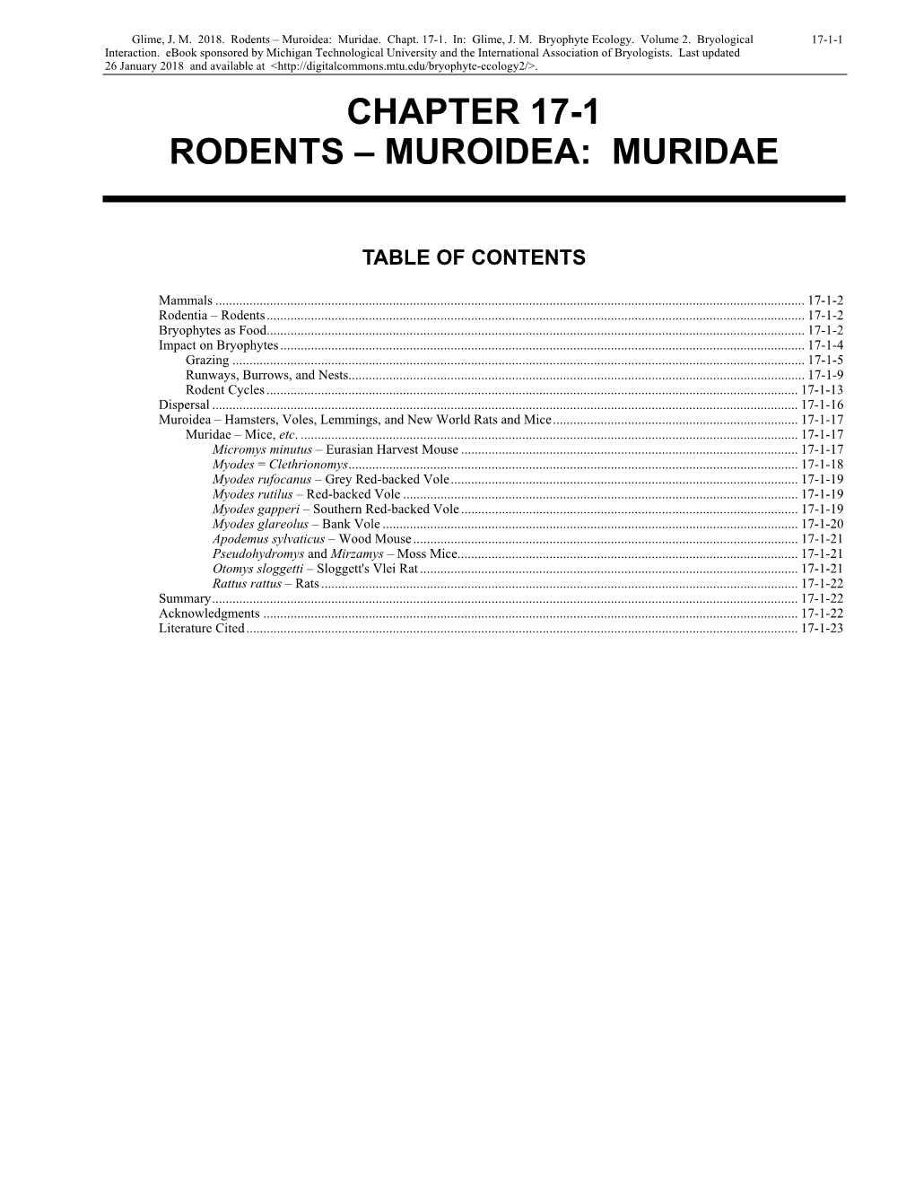 Rodents – Muroidea: Muridae