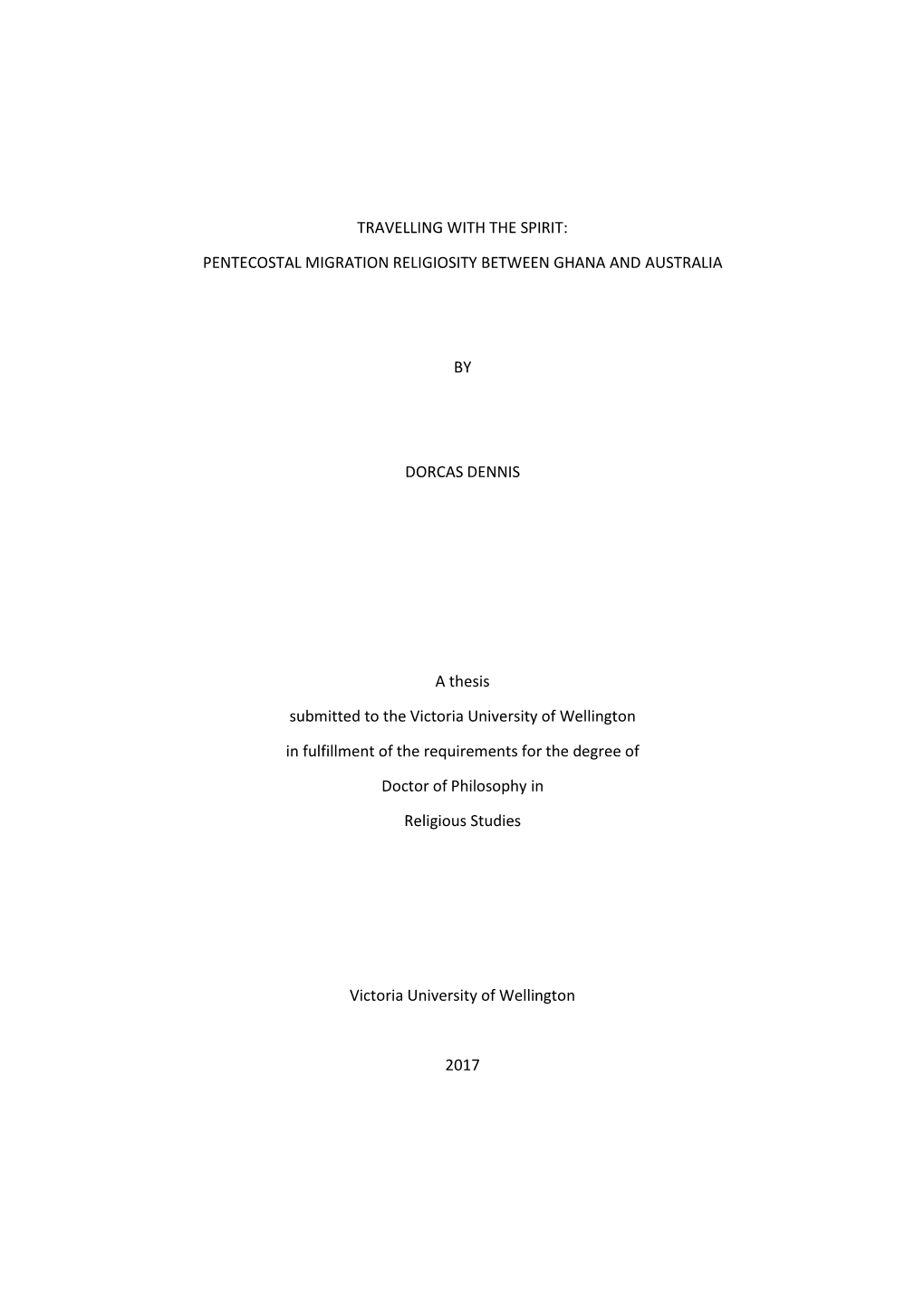 Pentecostal Migration Religiosity Between Ghana and Australia