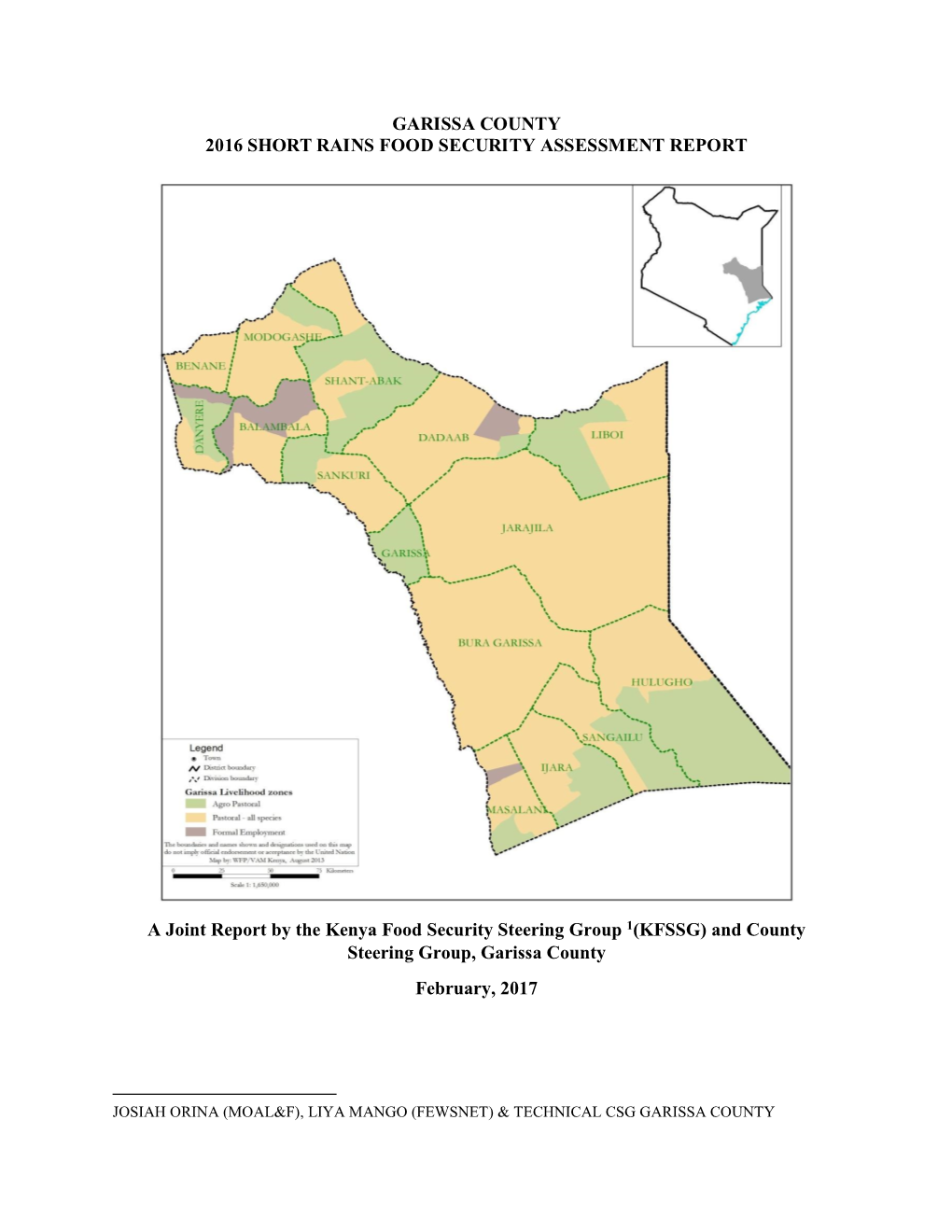 Garissa County 2016 Short Rains Food Security Assessment Report