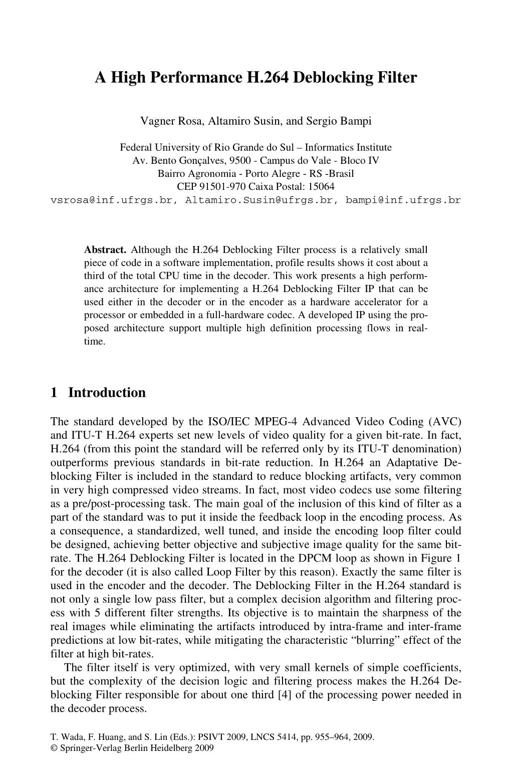 A High Performance H.264 Deblocking Filter