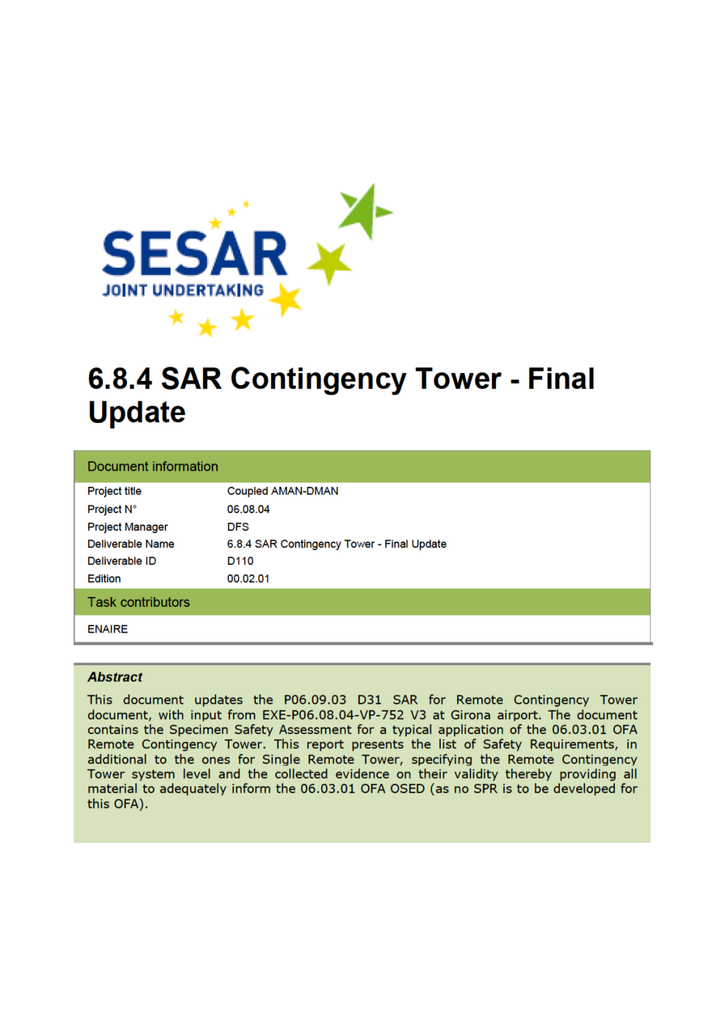 Error! Unknown Document Property Name.- SAR Contingency Tower
