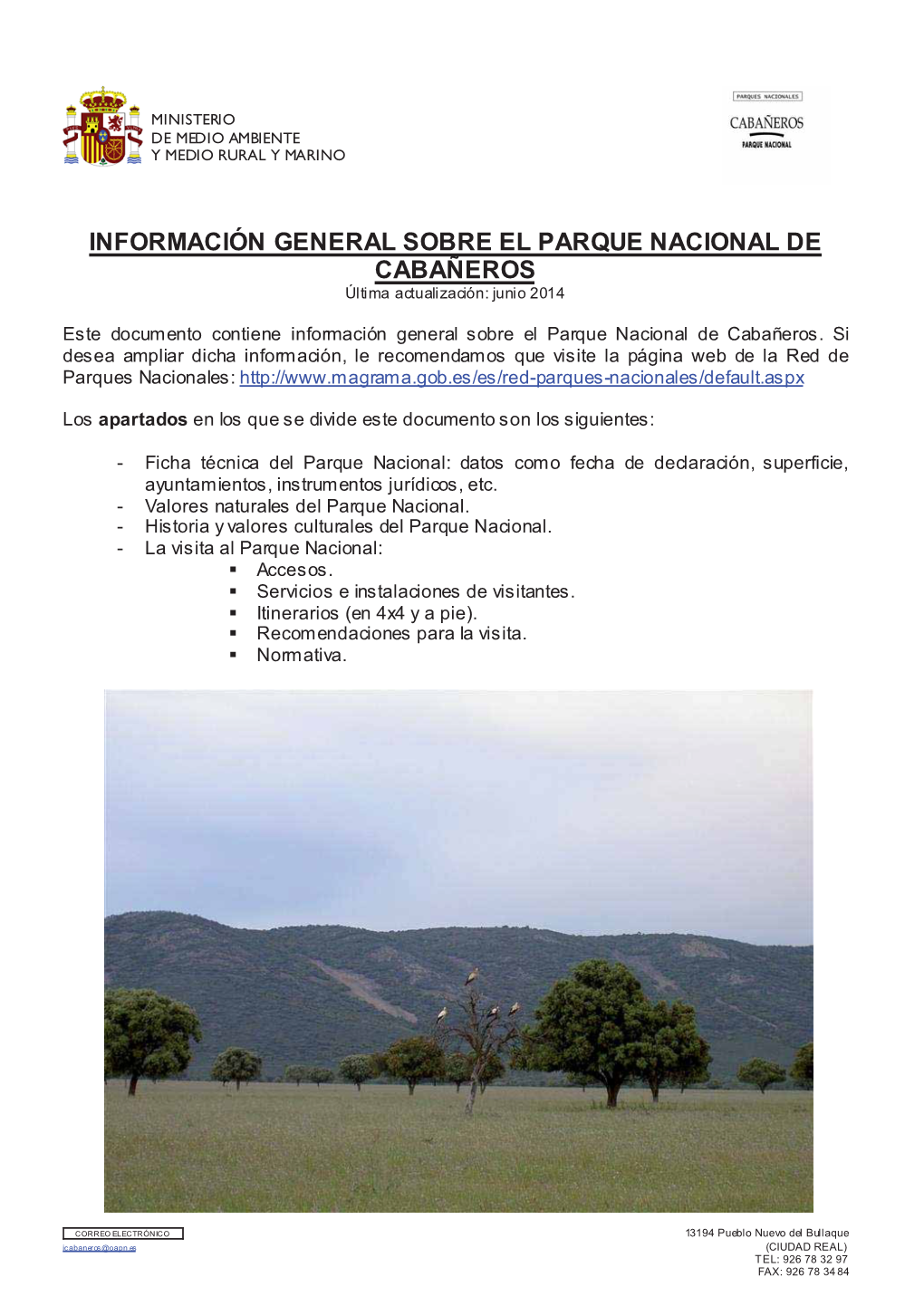 Archivo De Información General Y Mapa (Parque Nacional De