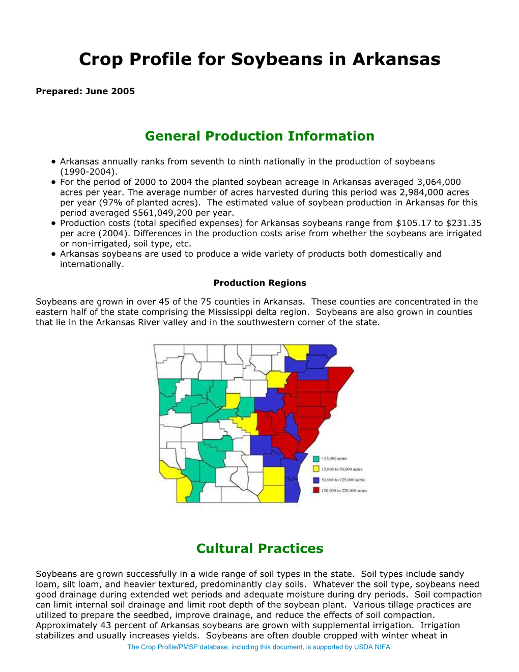 Crop Profile for Soybeans in Arkansas