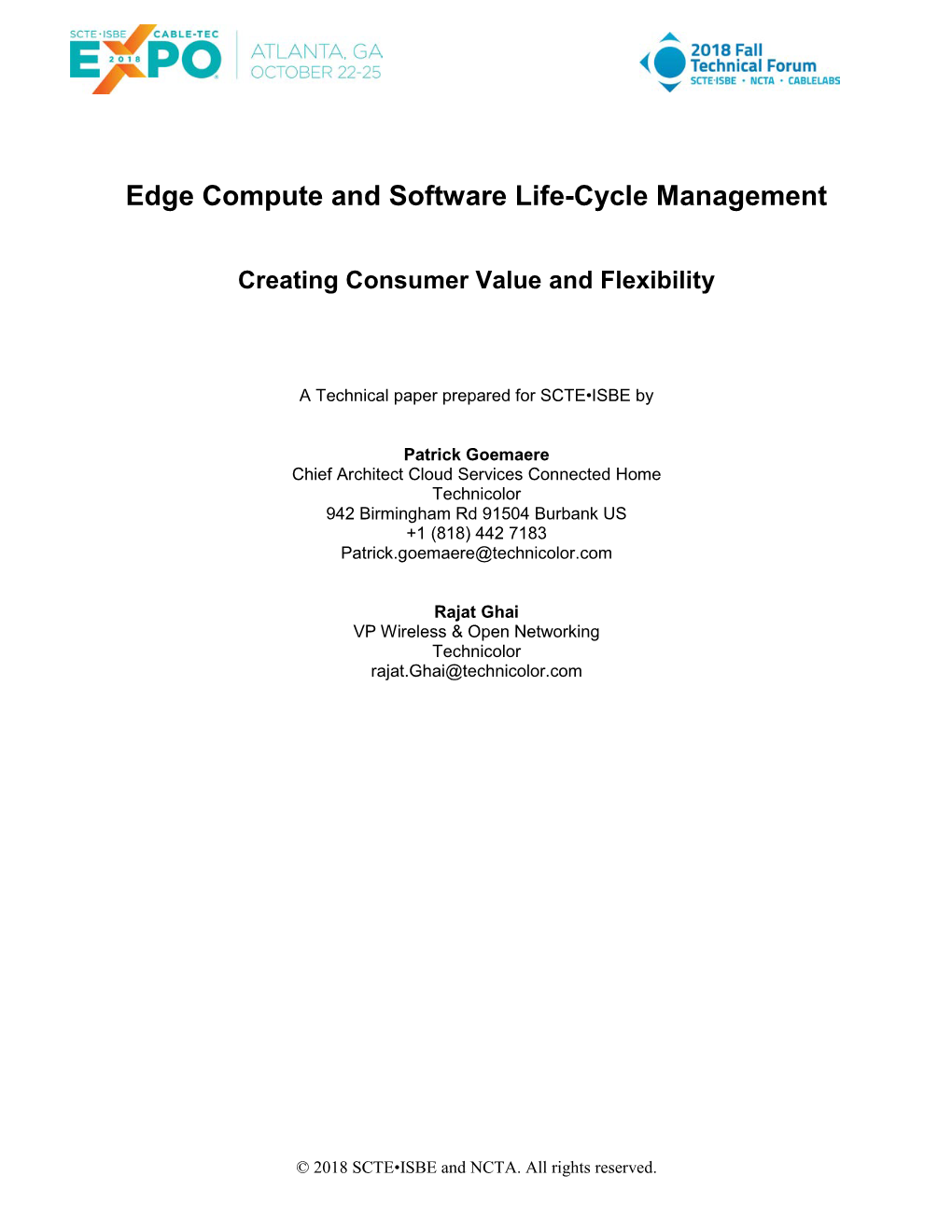 Edge Compute and Software Life-Cycle Management