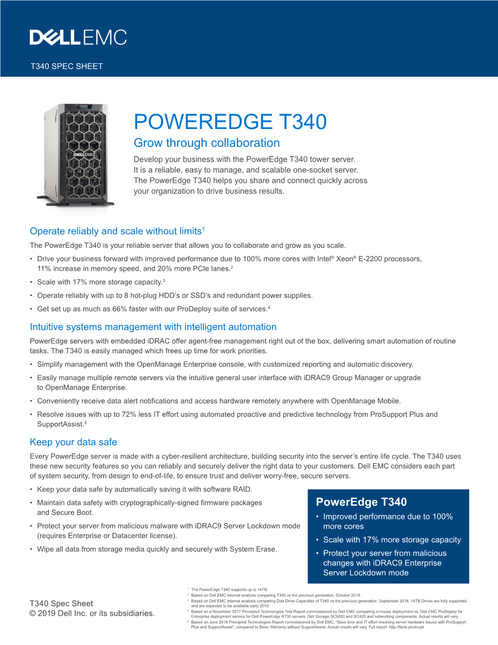 Dell EMC Poweredge T340 Spec Sheet