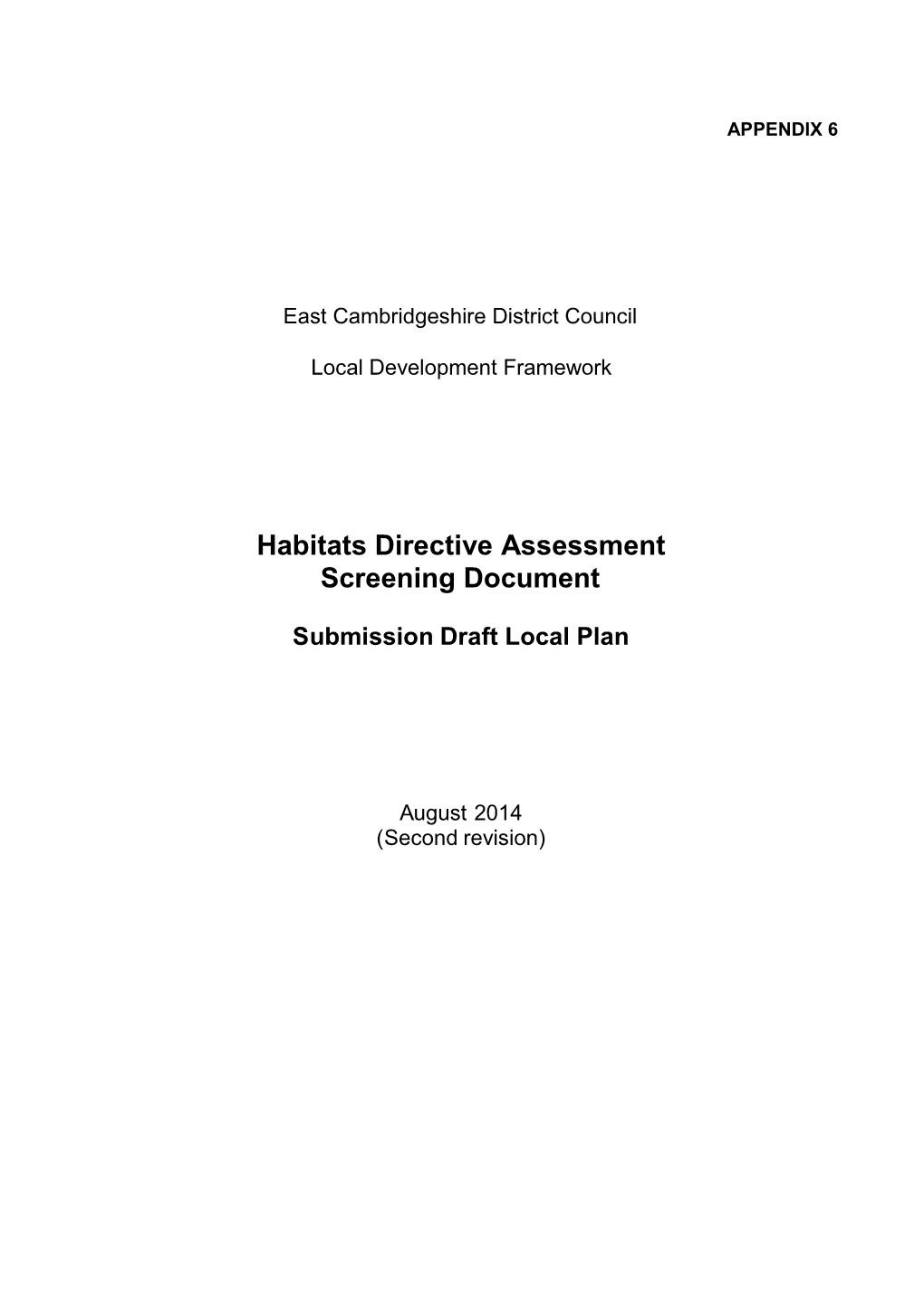 Habitats Directive Assessment Screening Document