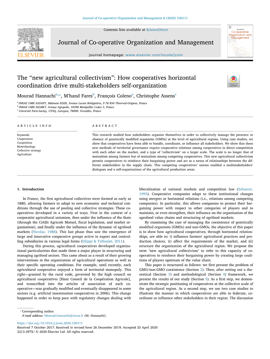 The “New Agricultural Collectivism” How Cooperatives Horizontal