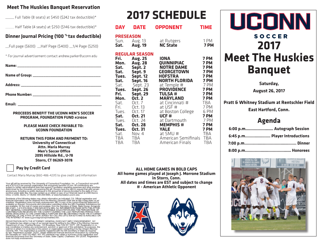 2017 Meet the Huskies Banquet 2017 SCHEDULE