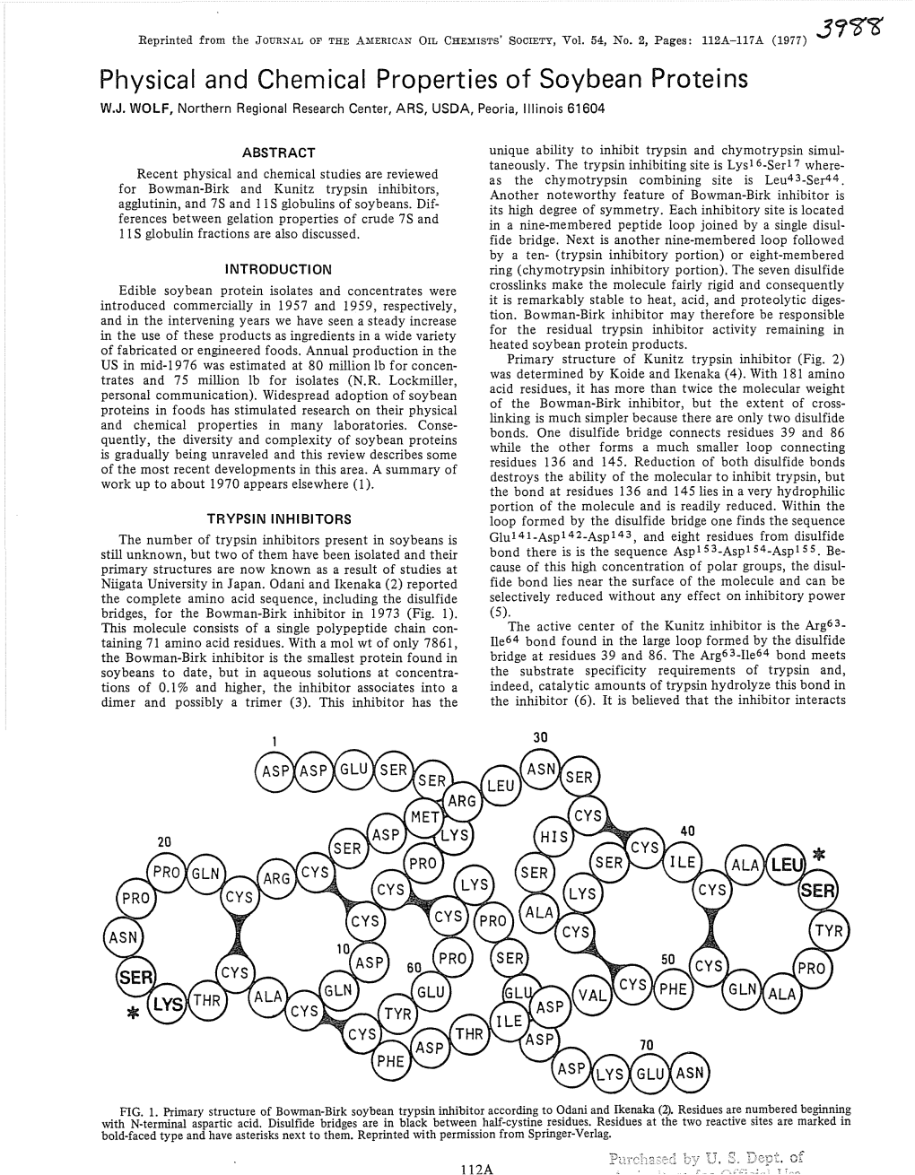 Physical and Chemical Properties of Soybean Proteins W.J