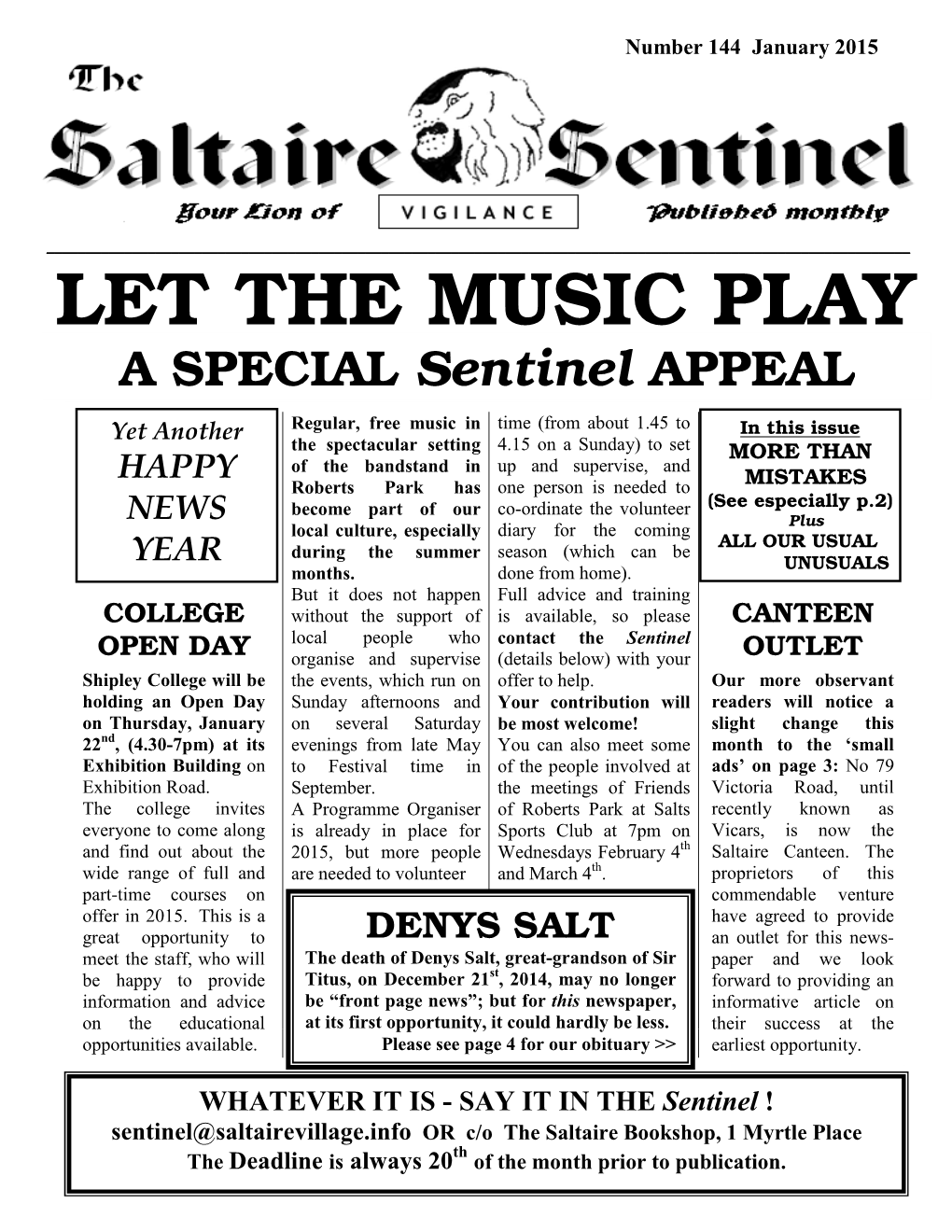 Sentinel, January 2015