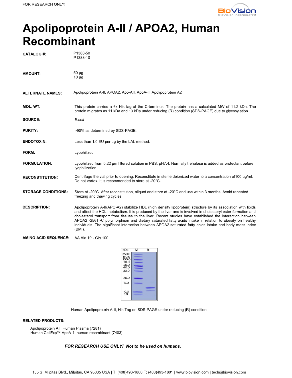 APOA2, Human Recombinant