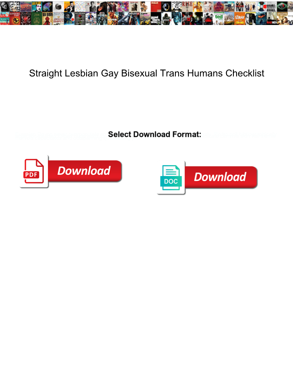 Straight Lesbian Gay Bisexual Trans Humans Checklist