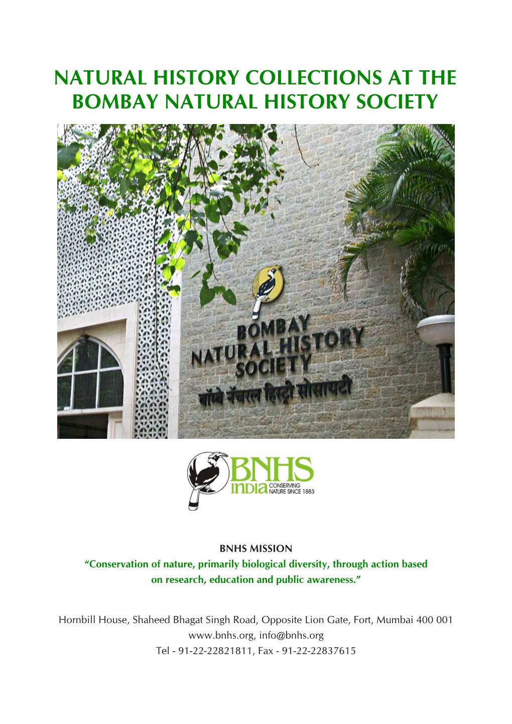 Natural History Collections at the Bombay Natural History Society