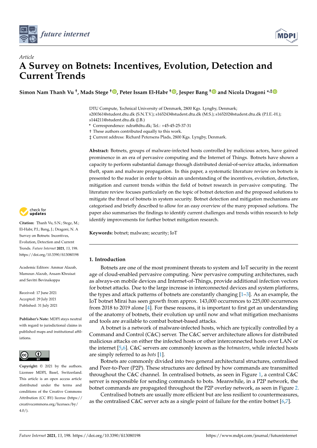 A Survey on Botnets: Incentives, Evolution, Detection and Current Trends