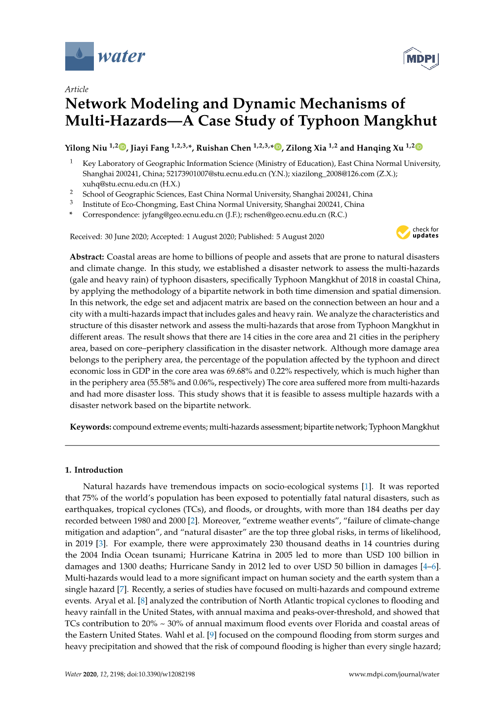 Network Modeling and Dynamic Mechanisms of Multi-Hazards—A Case Study of Typhoon Mangkhut