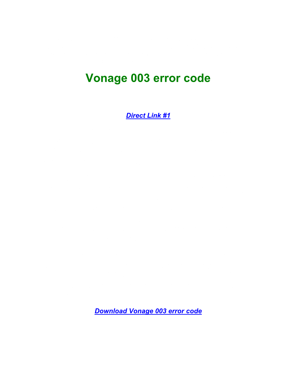 Vonage 003 Error Code