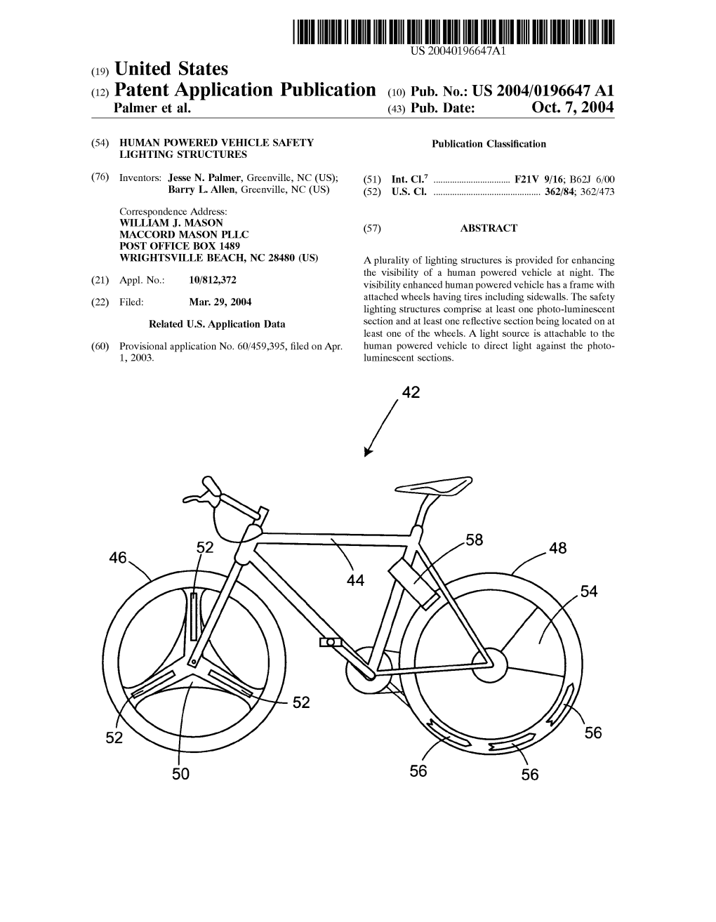 (12) Patent Application Publication (10) Pub. No.: US 2004/0196647 A1 Palmer Et Al