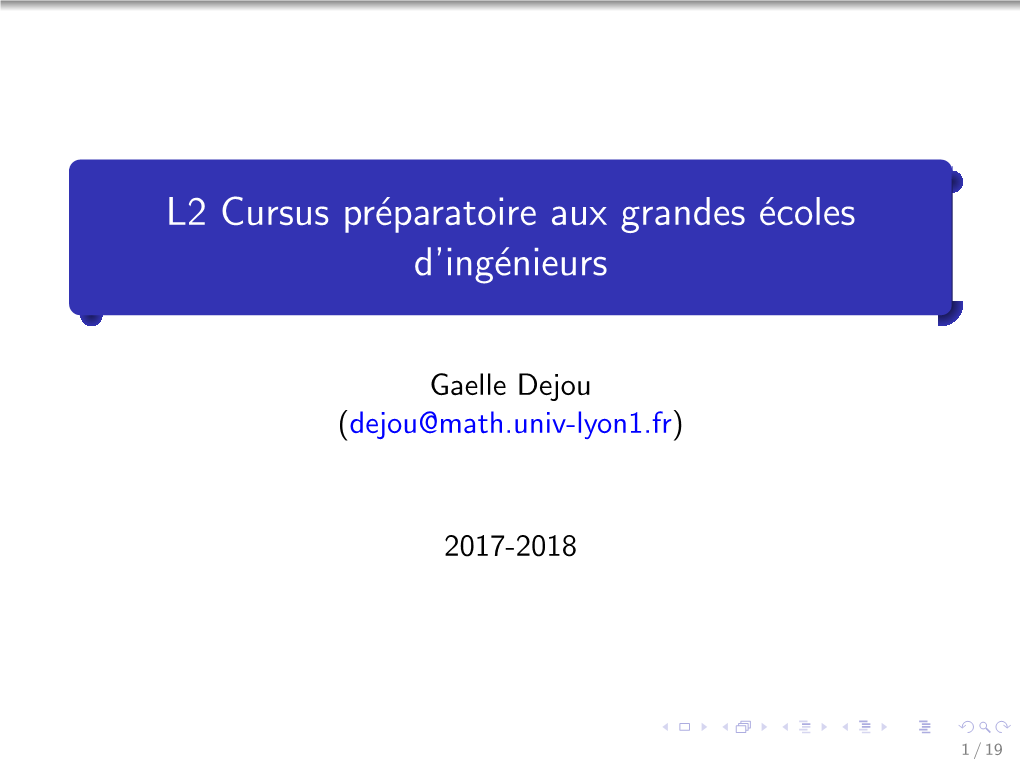 L2 Cursus Préparatoire Aux Grandes Écoles D'ingénieurs