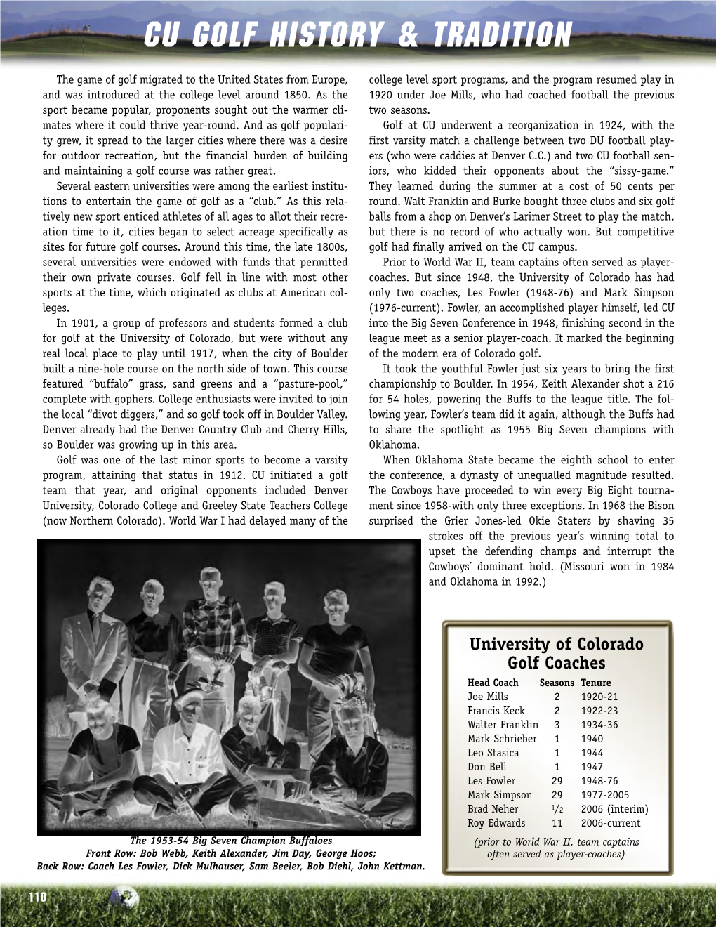 CU Golf History & Tradition