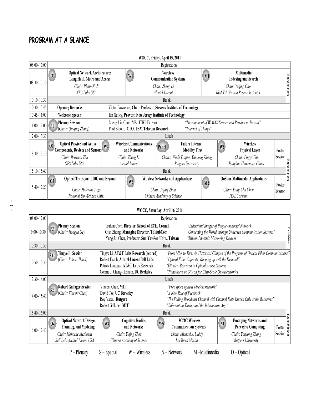 To Download WOCC 2011 Program at a Glance
