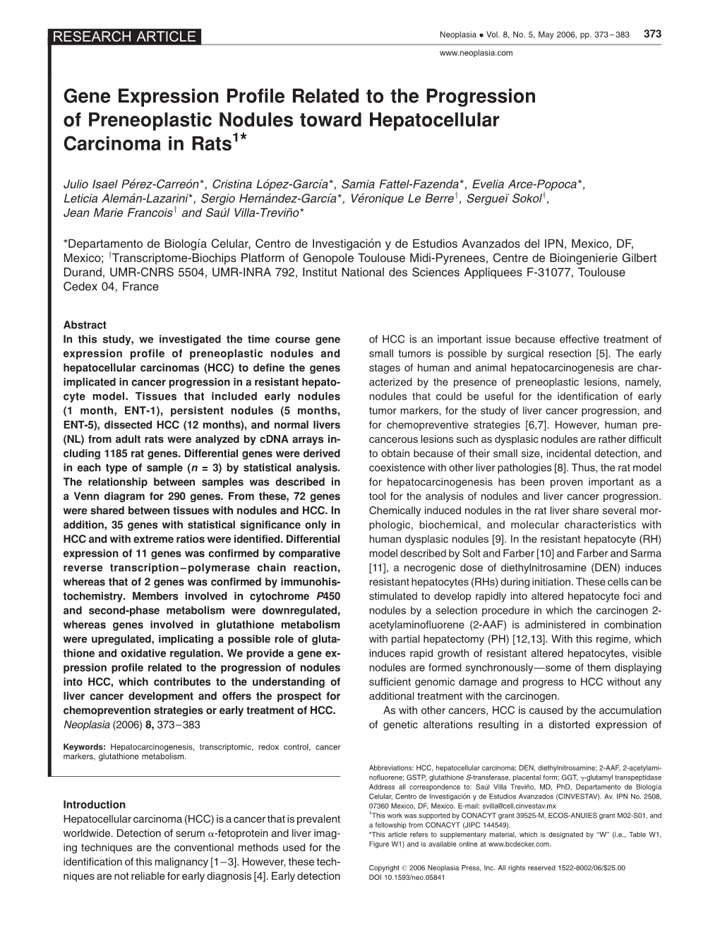 Gene Expression Profile Related to the Progression of Preneoplastic Nodules Toward Hepatocellular Carcinoma in Rats1*