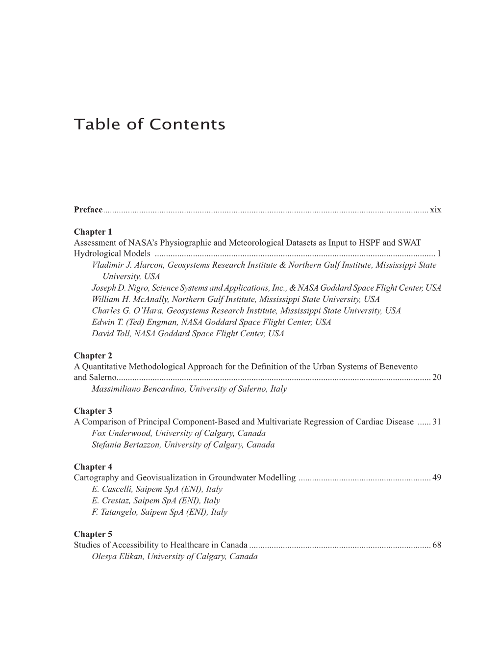 Table of Contents