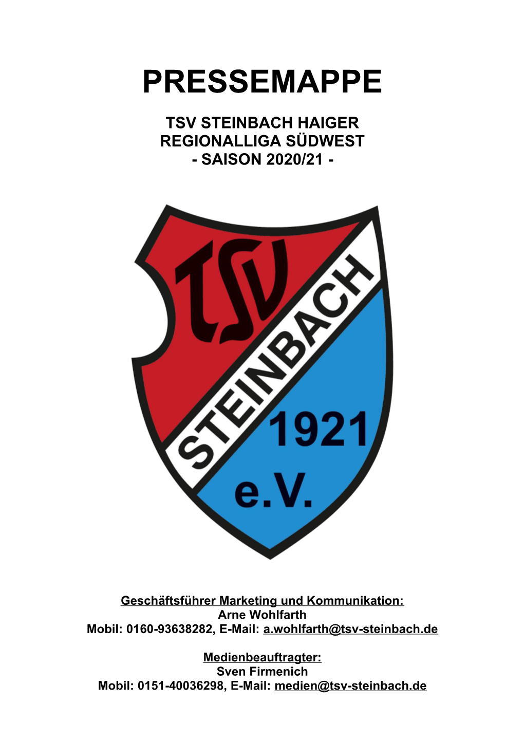 Pressemappe Tsv Steinbach Haiger Regionalliga Südwest