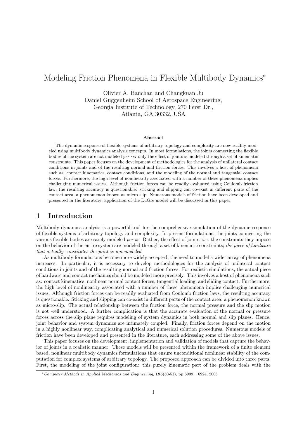 Modeling Friction Phenomena in Flexible Multibody Dynamics∗