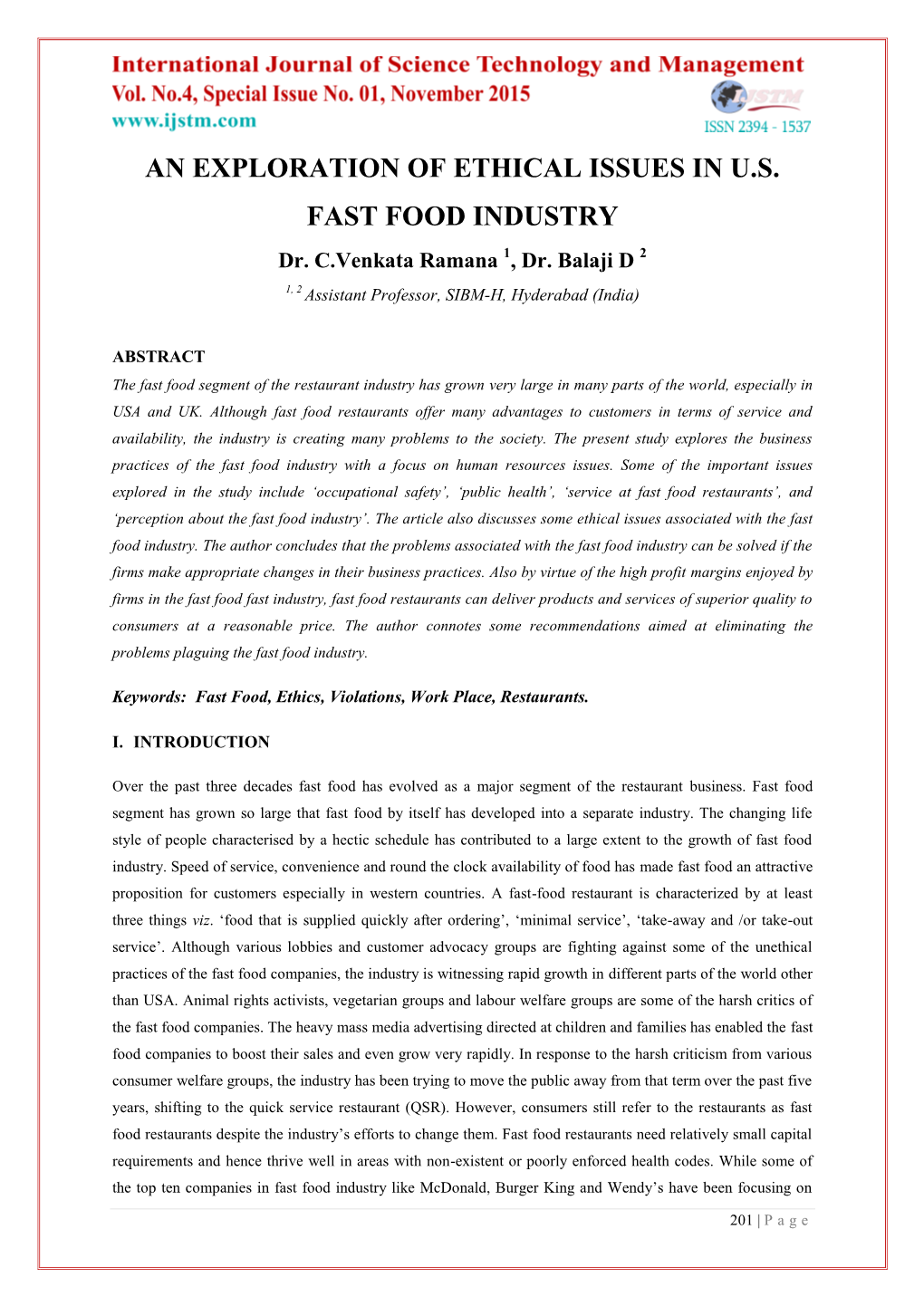 Fast Food Industry in USA