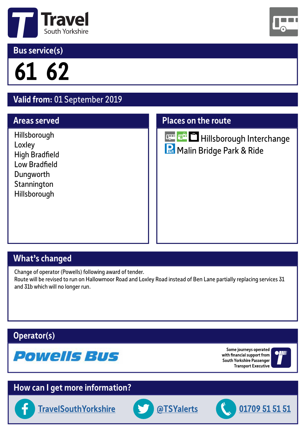 61 62 Sheffield Valid from 01 September 2019