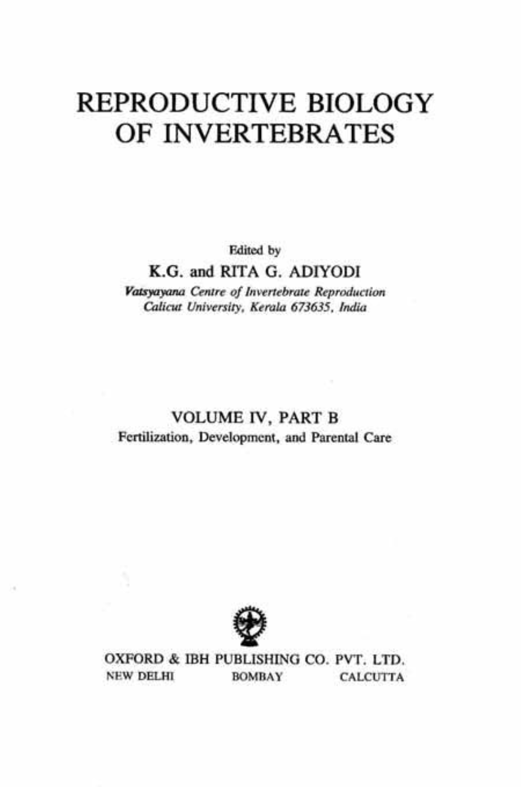 Reproductive Biology of Invertebrates