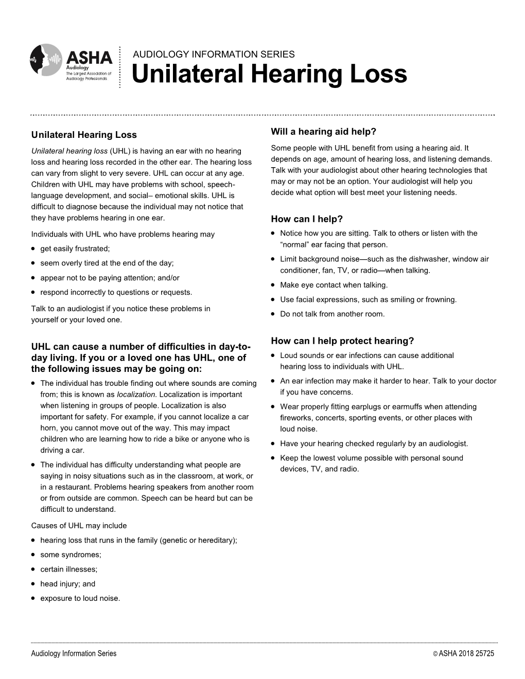 Unilateral Hearing Loss