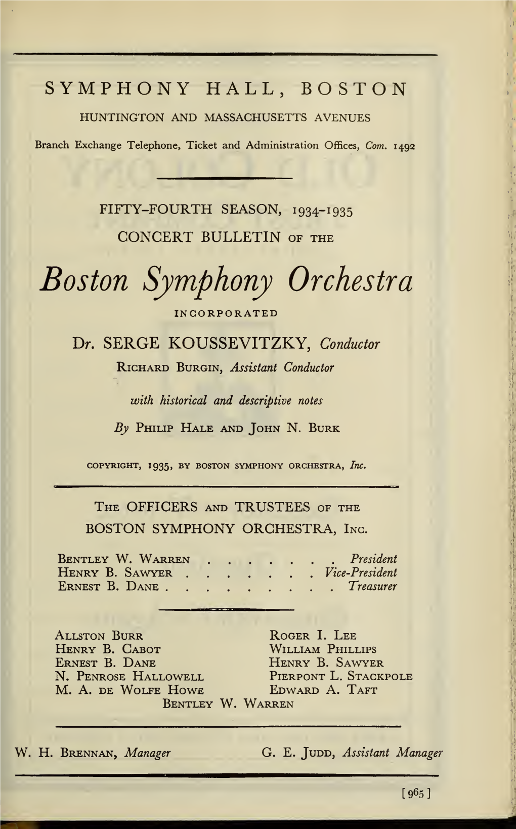 Boston Symphony Orchestra Concert Programs, Season 54,1934-1935