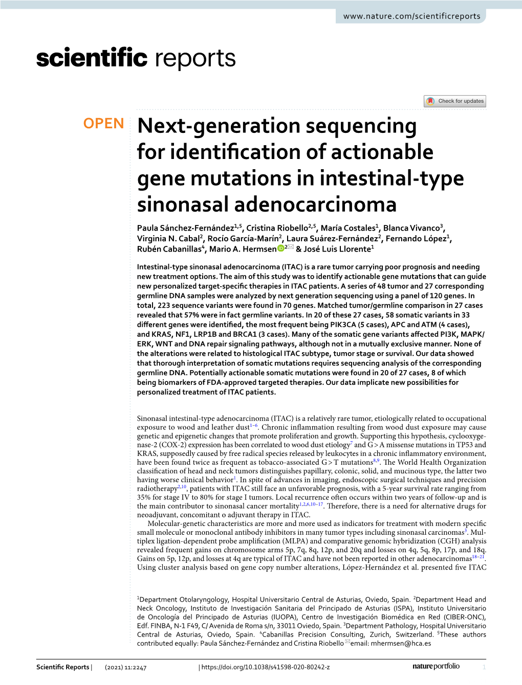 Next-Generation Sequencing for Identification of Actionable Gene