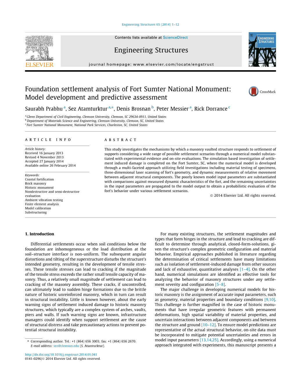 Foundation Settlement Analysis of Fort Sumter National Monument: Model Development and Predictive Assessment