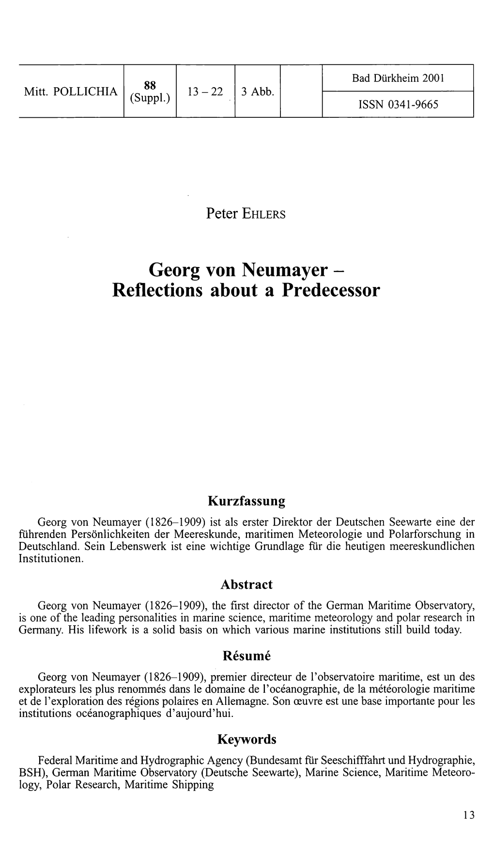 Georg Von Neumayer - Reflections About a Predecessor