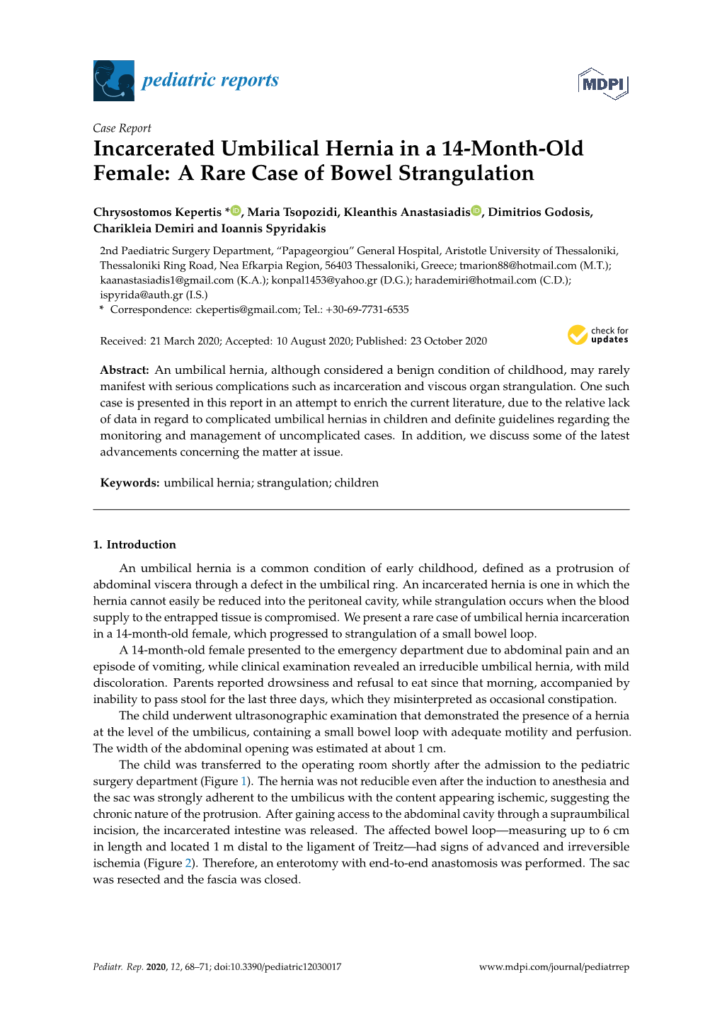 Incarcerated Umbilical Hernia in a 14-Month-Old Female: a Rare Case of Bowel Strangulation