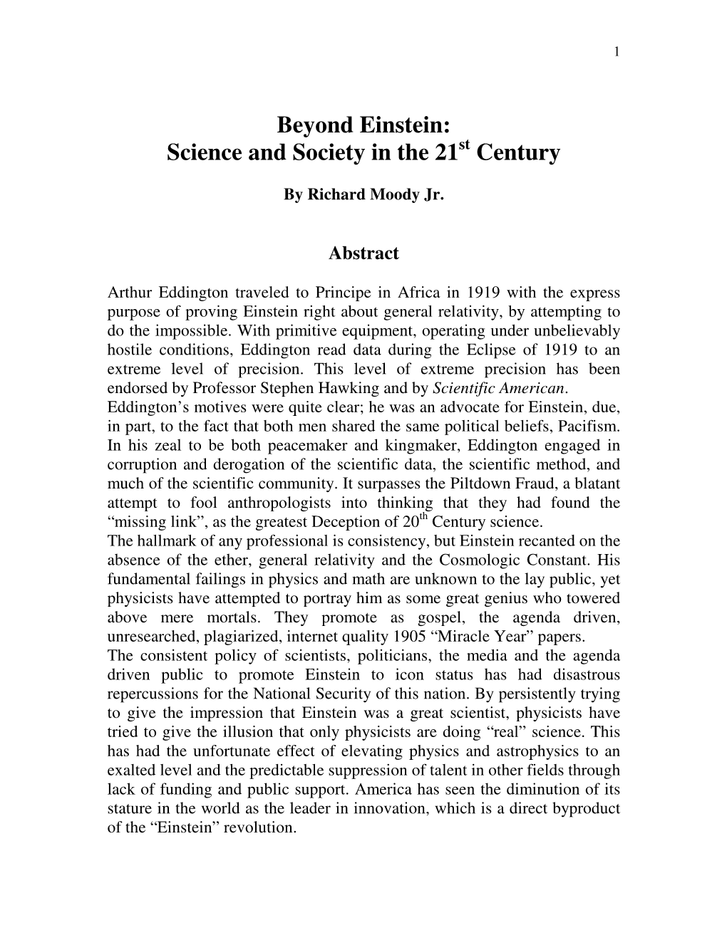 Beyond Einstein: Science and Society in the 21 St Century