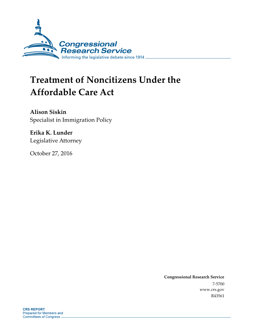 Treatment of Noncitizens Under the Affordable Care Act