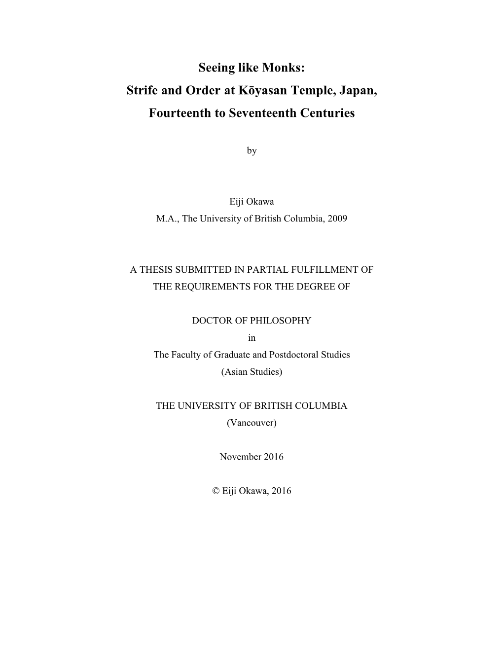 Seeing Like Monks: Strife and Order at Kōyasan Temple, Japan, Fourteenth to Seventeenth Centuries