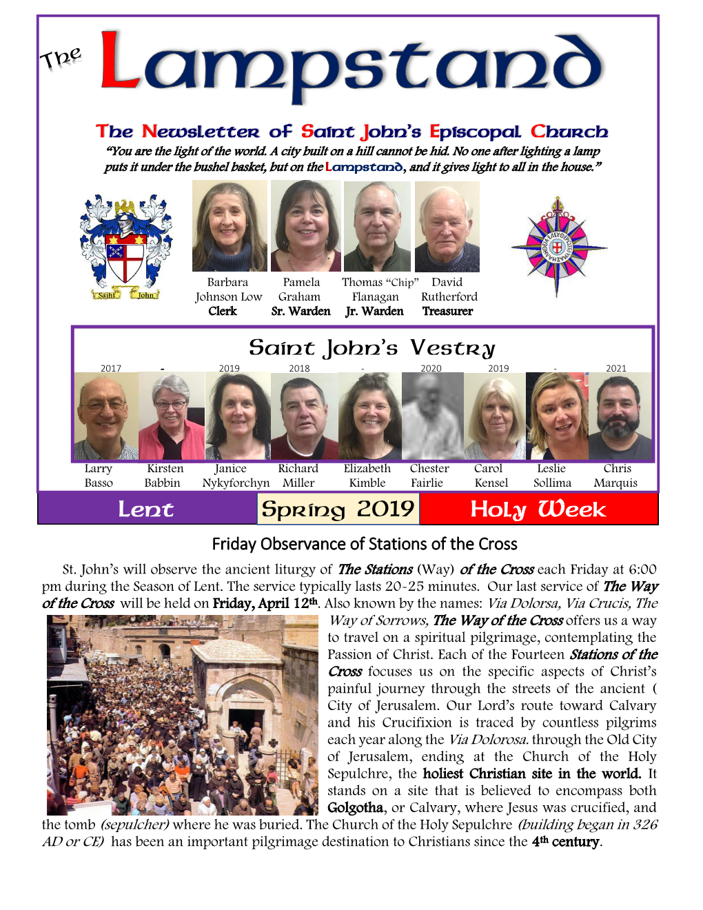Saint John's Vestry Lent Spring 2019 Holy Week